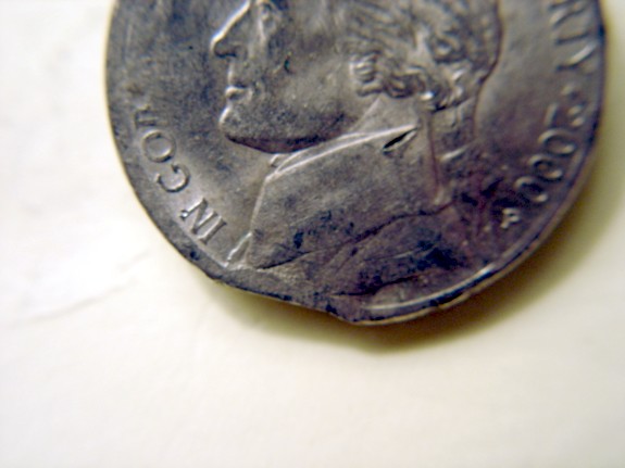 2000-P-Jefferson-Nickel-5c--Clipped-Planchet--Or-Post-Mint-Damage?